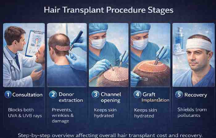 hair transplant procedure stages