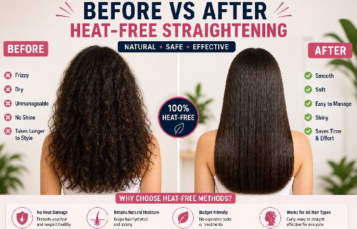 before vs after heat-free straightening