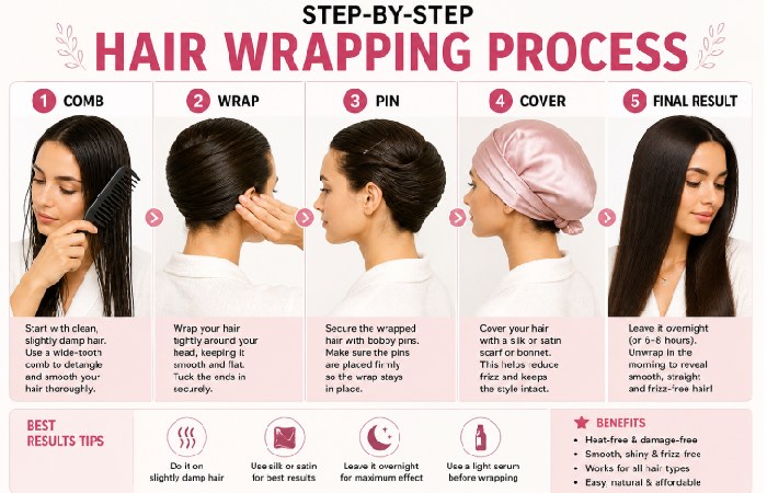 step-by-step hair wrapping process